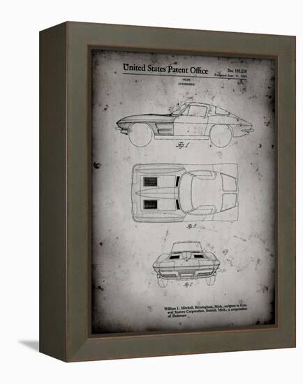 PP90-Faded Grey 1962 Corvette Stingray Patent Poster-Cole Borders-Framed Premier Image Canvas