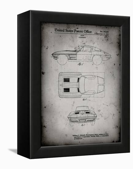 PP90-Faded Grey 1962 Corvette Stingray Patent Poster-Cole Borders-Framed Premier Image Canvas