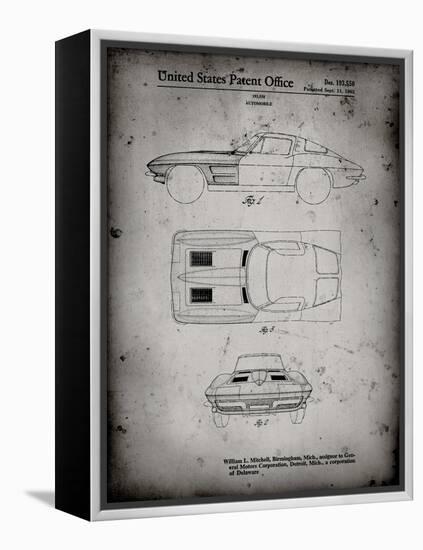 PP90-Faded Grey 1962 Corvette Stingray Patent Poster-Cole Borders-Framed Premier Image Canvas