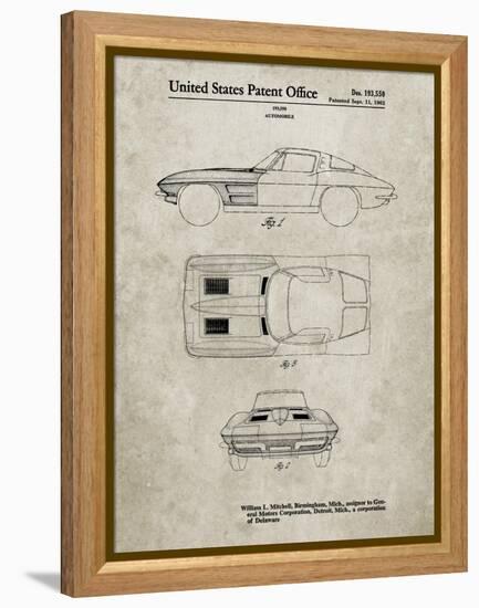 PP90-Sandstone 1962 Corvette Stingray Patent Poster-Cole Borders-Framed Premier Image Canvas