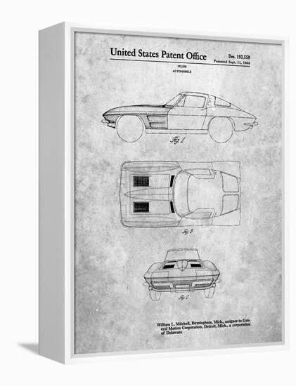 PP90-Slate 1962 Corvette Stingray Patent Poster-Cole Borders-Framed Premier Image Canvas