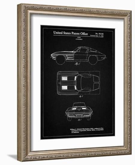 PP90-Vintage Black 1962 Corvette Stingray Patent Poster-Cole Borders-Framed Giclee Print