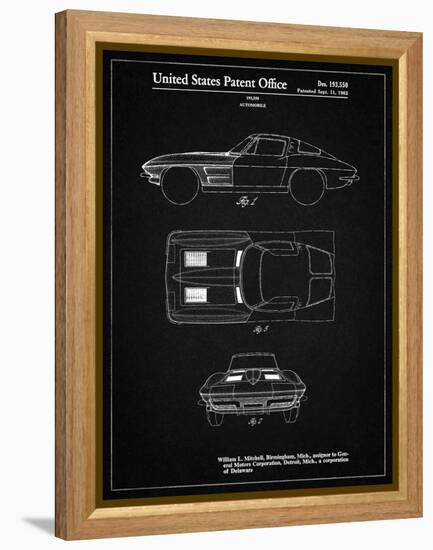 PP90-Vintage Black 1962 Corvette Stingray Patent Poster-Cole Borders-Framed Premier Image Canvas