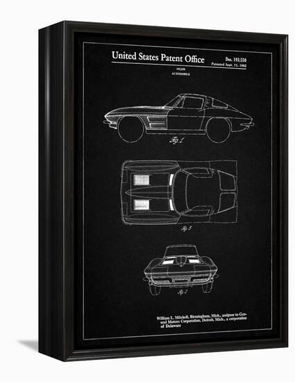 PP90-Vintage Black 1962 Corvette Stingray Patent Poster-Cole Borders-Framed Premier Image Canvas