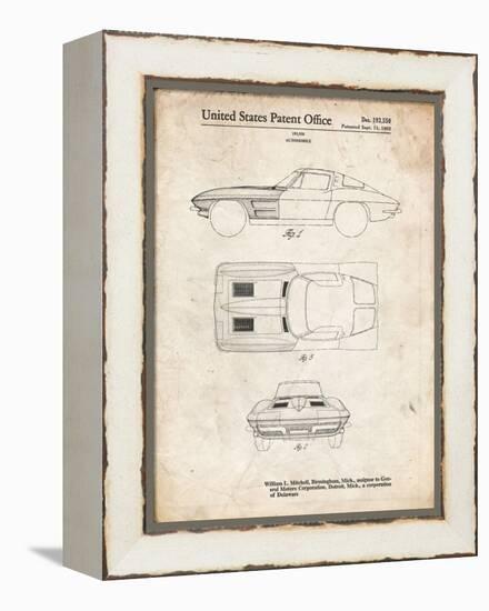 PP90-Vintage Parchment 1962 Corvette Stingray Patent Poster-Cole Borders-Framed Premier Image Canvas