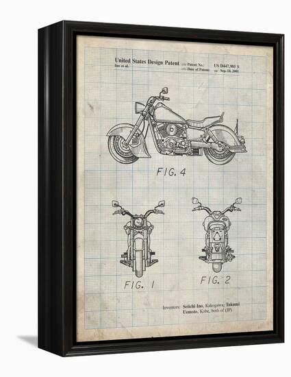 PP901-Antique Grid Parchment Kawasaki Motorcycle Patent Poster-Cole Borders-Framed Premier Image Canvas