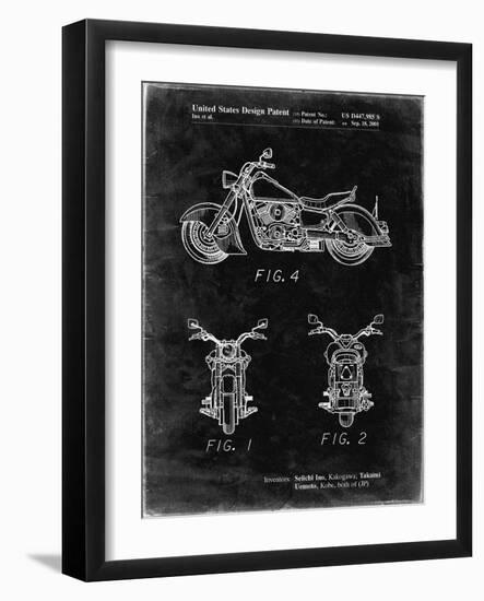 PP901-Black Grunge Kawasaki Motorcycle Patent Poster-Cole Borders-Framed Giclee Print