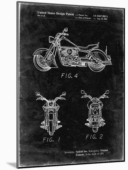 PP901-Black Grunge Kawasaki Motorcycle Patent Poster-Cole Borders-Mounted Giclee Print