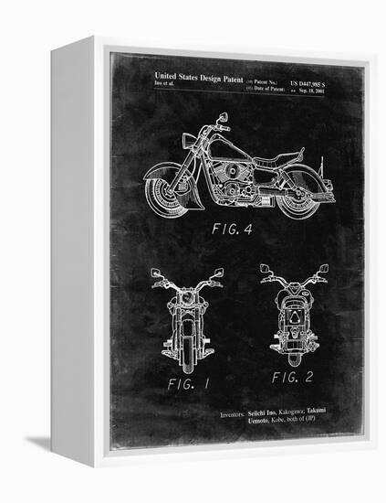 PP901-Black Grunge Kawasaki Motorcycle Patent Poster-Cole Borders-Framed Premier Image Canvas