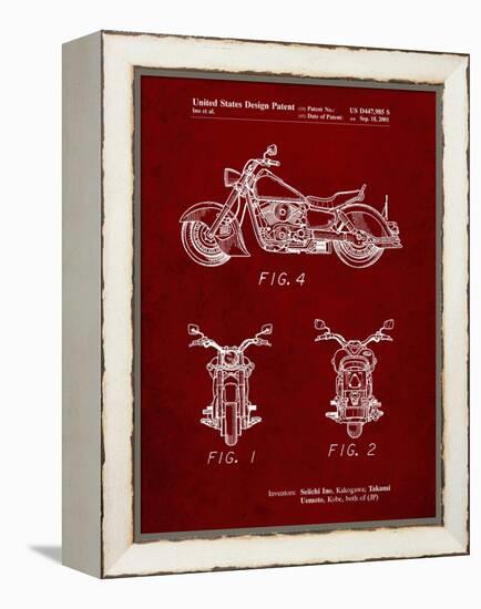 PP901-Burgundy Kawasaki Motorcycle Patent Poster-Cole Borders-Framed Premier Image Canvas