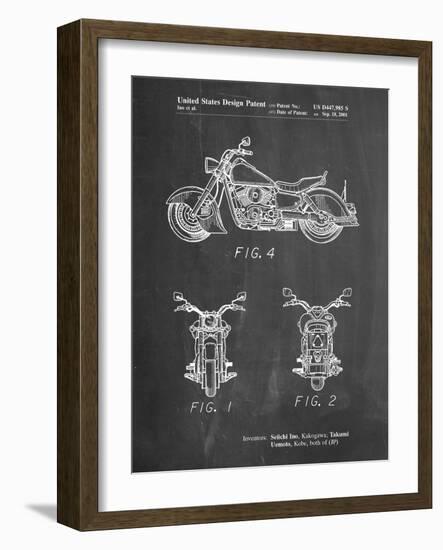 PP901-Chalkboard Kawasaki Motorcycle Patent Poster-Cole Borders-Framed Giclee Print