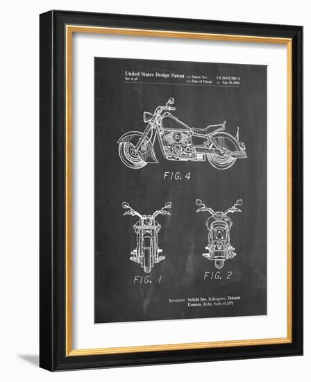 PP901-Chalkboard Kawasaki Motorcycle Patent Poster-Cole Borders-Framed Giclee Print