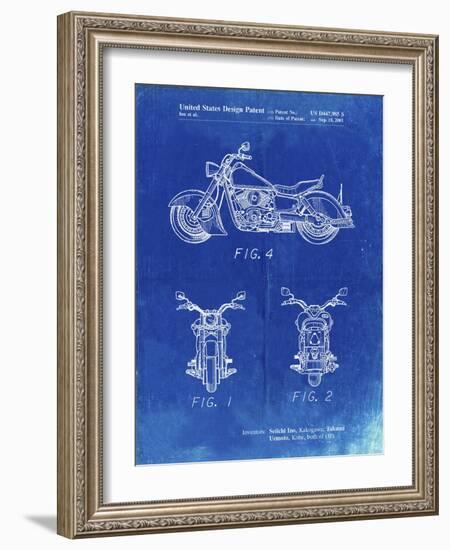 PP901-Faded Blueprint Kawasaki Motorcycle Patent Poster-Cole Borders-Framed Giclee Print