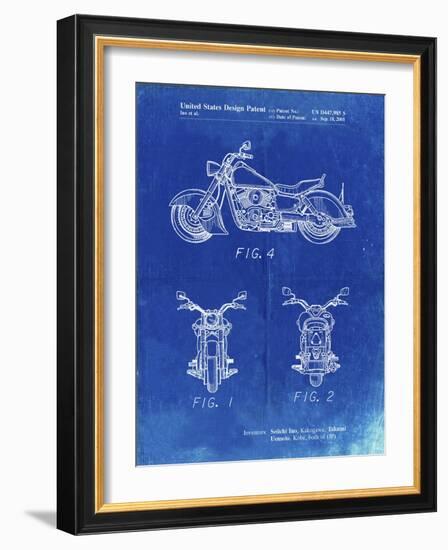 PP901-Faded Blueprint Kawasaki Motorcycle Patent Poster-Cole Borders-Framed Giclee Print