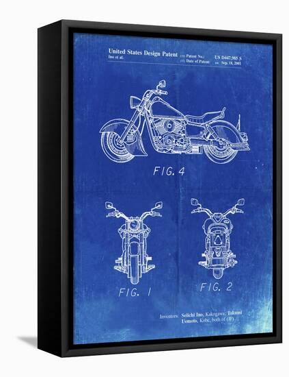 PP901-Faded Blueprint Kawasaki Motorcycle Patent Poster-Cole Borders-Framed Premier Image Canvas