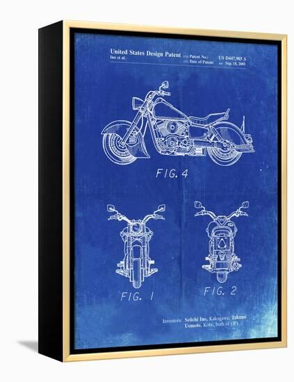 PP901-Faded Blueprint Kawasaki Motorcycle Patent Poster-Cole Borders-Framed Premier Image Canvas