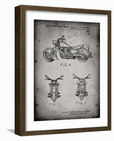 PP901-Faded Grey Kawasaki Motorcycle Patent Poster-Cole Borders-Framed Giclee Print