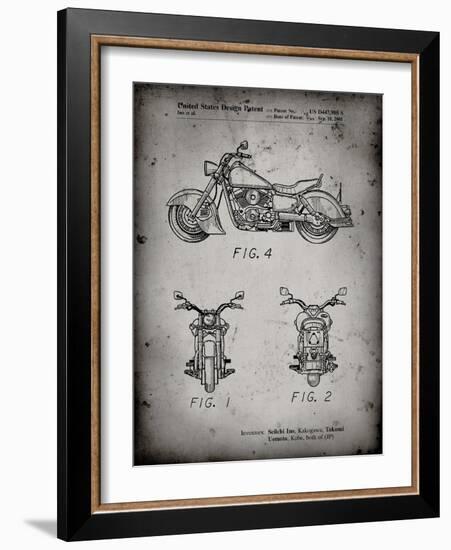 PP901-Faded Grey Kawasaki Motorcycle Patent Poster-Cole Borders-Framed Giclee Print