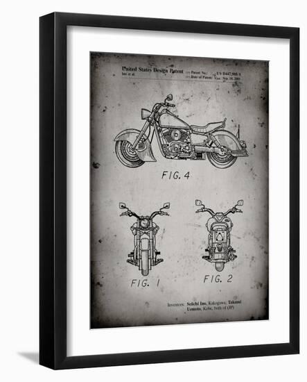 PP901-Faded Grey Kawasaki Motorcycle Patent Poster-Cole Borders-Framed Giclee Print