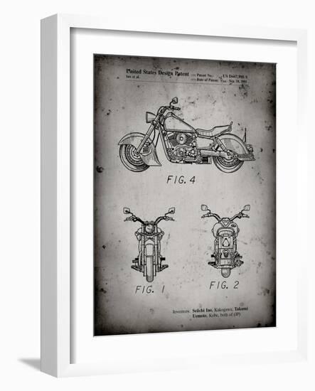 PP901-Faded Grey Kawasaki Motorcycle Patent Poster-Cole Borders-Framed Giclee Print