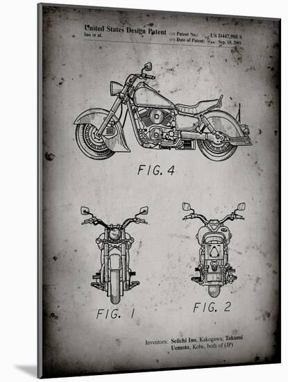 PP901-Faded Grey Kawasaki Motorcycle Patent Poster-Cole Borders-Mounted Giclee Print