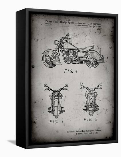 PP901-Faded Grey Kawasaki Motorcycle Patent Poster-Cole Borders-Framed Premier Image Canvas