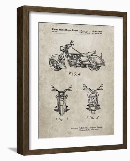 PP901-Sandstone Kawasaki Motorcycle Patent Poster-Cole Borders-Framed Giclee Print