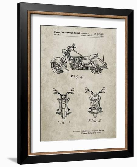 PP901-Sandstone Kawasaki Motorcycle Patent Poster-Cole Borders-Framed Giclee Print