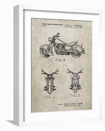 PP901-Sandstone Kawasaki Motorcycle Patent Poster-Cole Borders-Framed Giclee Print