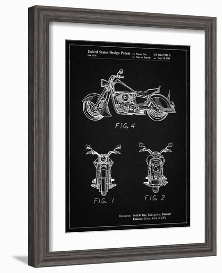 PP901-Vintage Black Kawasaki Motorcycle Patent Poster-Cole Borders-Framed Premium Giclee Print