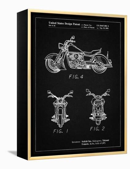 PP901-Vintage Black Kawasaki Motorcycle Patent Poster-Cole Borders-Framed Premier Image Canvas