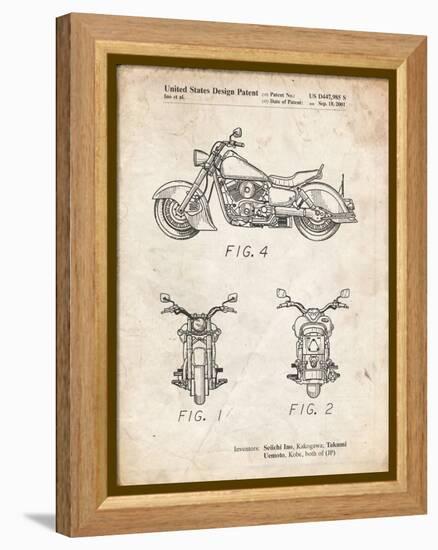 PP901-Vintage Parchment Kawasaki Motorcycle Patent Poster-Cole Borders-Framed Premier Image Canvas