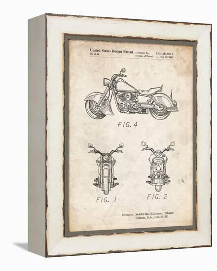 PP901-Vintage Parchment Kawasaki Motorcycle Patent Poster-Cole Borders-Framed Premier Image Canvas