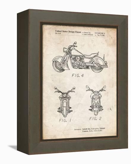 PP901-Vintage Parchment Kawasaki Motorcycle Patent Poster-Cole Borders-Framed Premier Image Canvas