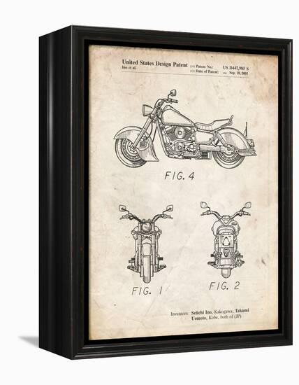 PP901-Vintage Parchment Kawasaki Motorcycle Patent Poster-Cole Borders-Framed Premier Image Canvas