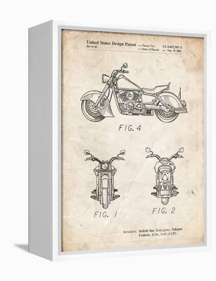 PP901-Vintage Parchment Kawasaki Motorcycle Patent Poster-Cole Borders-Framed Premier Image Canvas