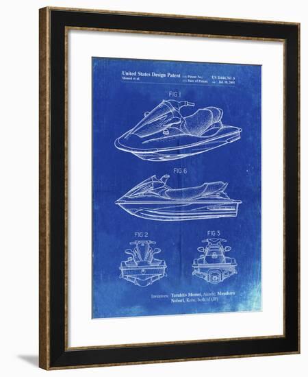 PP903-Faded Blueprint Kawasaki Water Scooter Patent-Cole Borders-Framed Giclee Print