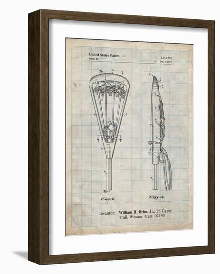 PP915-Antique Grid Parchment Lacrosse Stick 1936 Patent Poster-Cole Borders-Framed Giclee Print