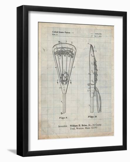 PP915-Antique Grid Parchment Lacrosse Stick 1936 Patent Poster-Cole Borders-Framed Giclee Print