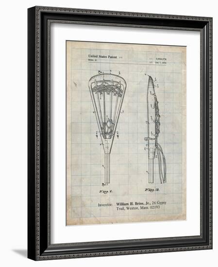 PP915-Antique Grid Parchment Lacrosse Stick 1936 Patent Poster-Cole Borders-Framed Giclee Print