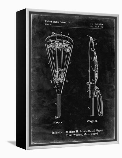 PP915-Black Grunge Lacrosse Stick 1936 Patent Poster-Cole Borders-Framed Premier Image Canvas