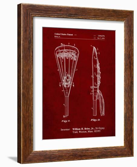 PP915-Burgundy Lacrosse Stick 1936 Patent Poster-Cole Borders-Framed Giclee Print