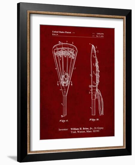 PP915-Burgundy Lacrosse Stick 1936 Patent Poster-Cole Borders-Framed Giclee Print