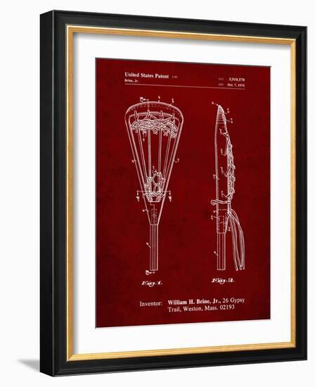 PP915-Burgundy Lacrosse Stick 1936 Patent Poster-Cole Borders-Framed Giclee Print