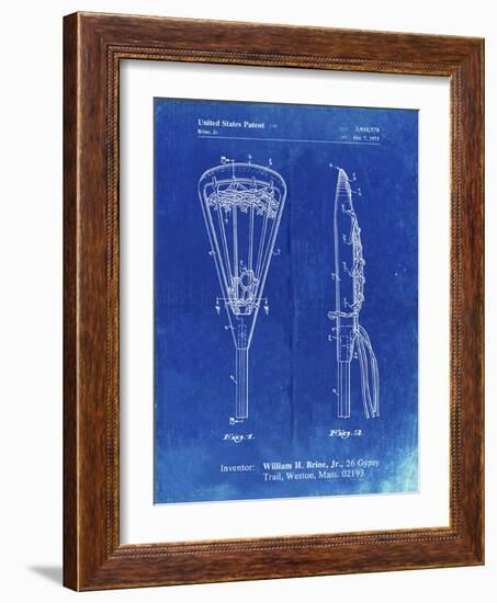 PP915-Faded Blueprint Lacrosse Stick 1936 Patent Poster-Cole Borders-Framed Giclee Print