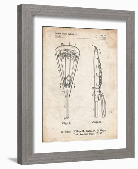 PP915-Vintage Parchment Lacrosse Stick 1936 Patent Poster-Cole Borders-Framed Giclee Print