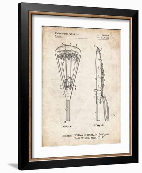 PP915-Vintage Parchment Lacrosse Stick 1936 Patent Poster-Cole Borders-Framed Giclee Print