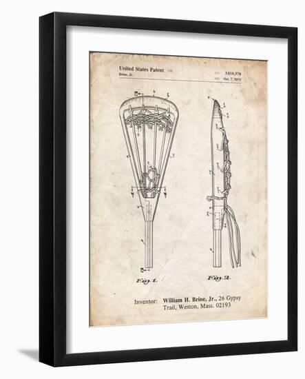 PP915-Vintage Parchment Lacrosse Stick 1936 Patent Poster-Cole Borders-Framed Giclee Print