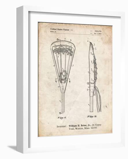 PP915-Vintage Parchment Lacrosse Stick 1936 Patent Poster-Cole Borders-Framed Giclee Print