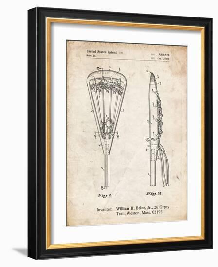 PP915-Vintage Parchment Lacrosse Stick 1936 Patent Poster-Cole Borders-Framed Giclee Print